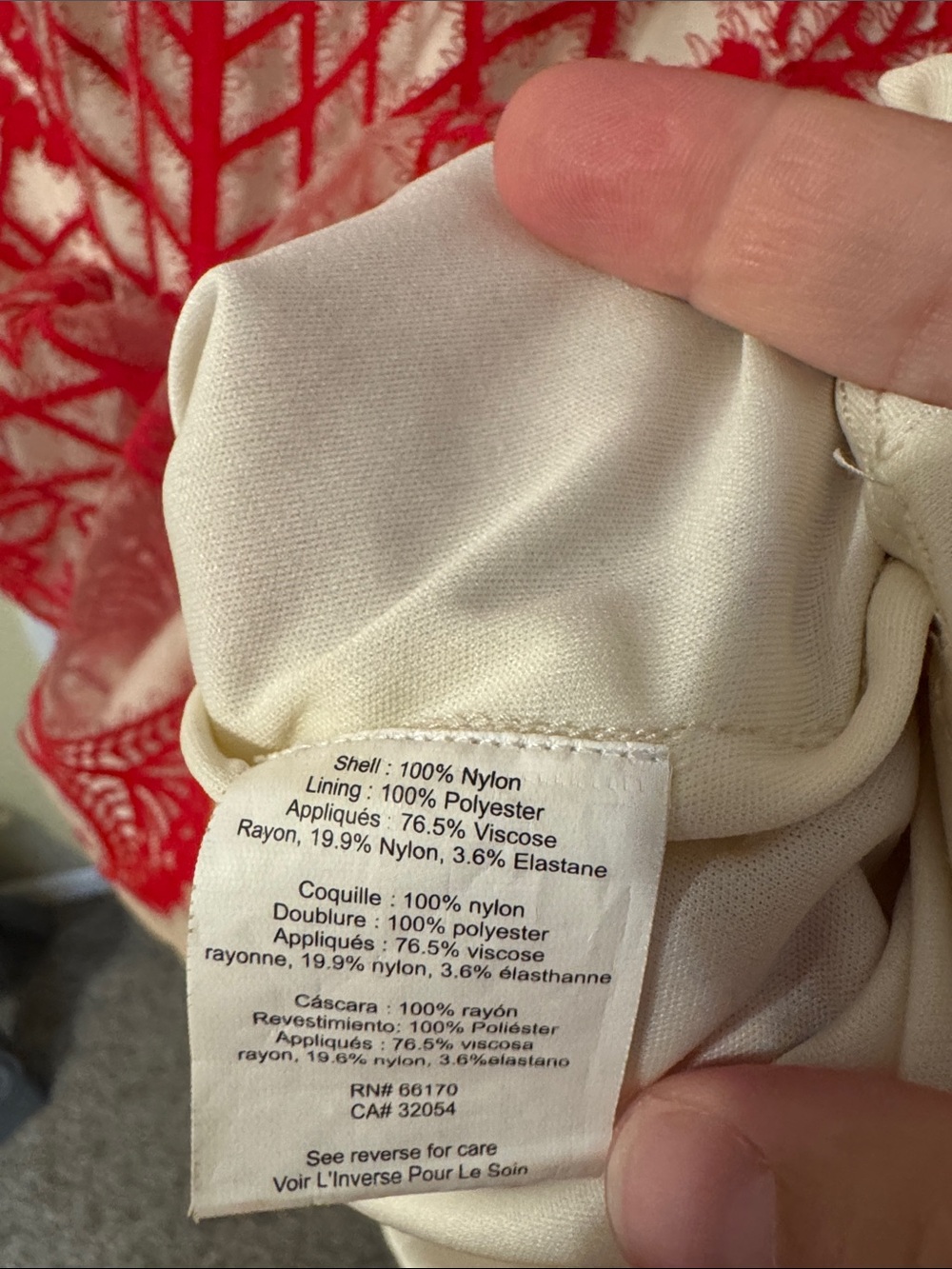 Anthropologie Red Lace Overlay Midi Dress on Cream Base - Picture 4 of 4